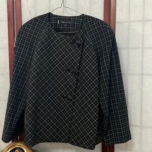 ANNE KLEIN PLAID WOOL BLEND BLOUSE‎ SIZE 6